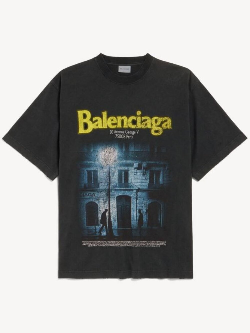 Balenciaga Men's The Address Medium Fit T-shirt in Washed Black